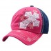 Adjustable Distressed Vintage Western Baseball Cap Hat Cross Black Blue Pink Tan  eb-33564713