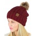 C.C Thick Cable Knit Faux Fuzzy Fur Pom Fleece Lined Skull Cap Cuff CC Beanie  eb-90788158